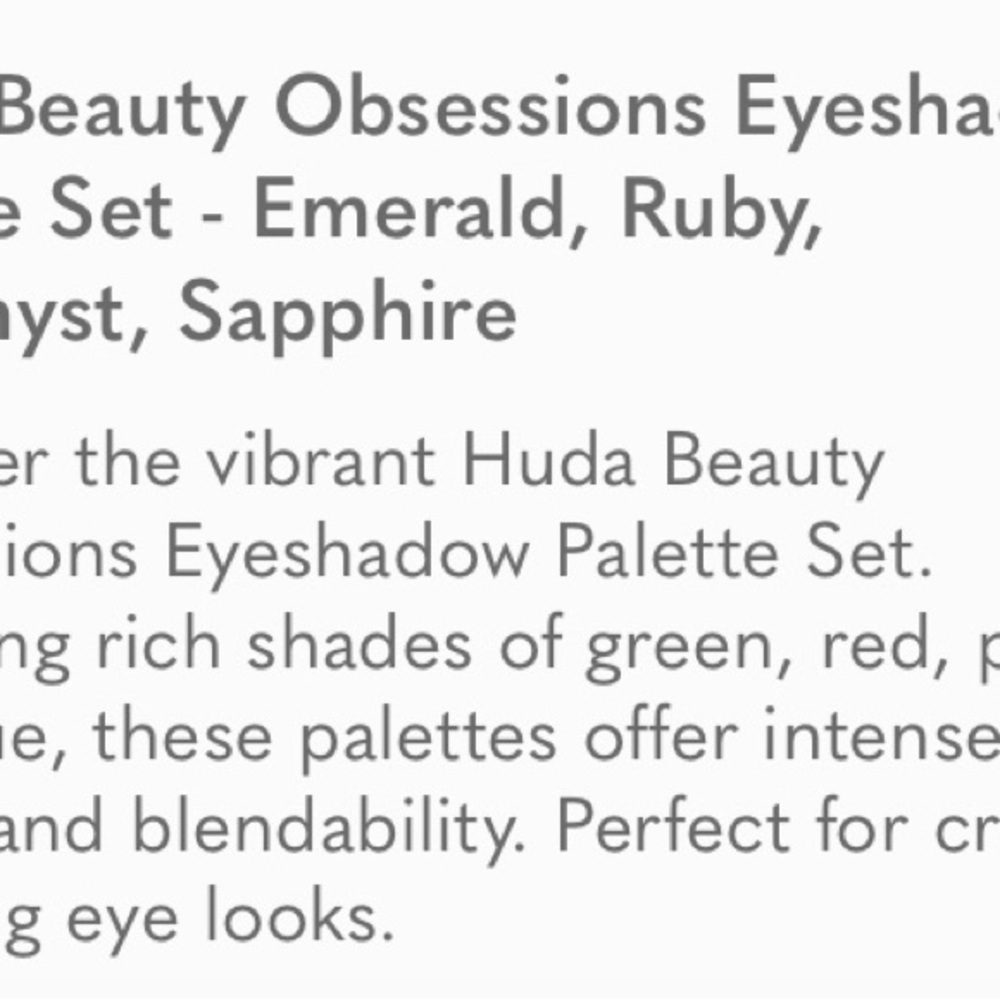 Huda Beauty Obsessions Eyeshadow Palette Set - Emerald, Ruby, Amethyst, Sapphire - Picture 8 of 8